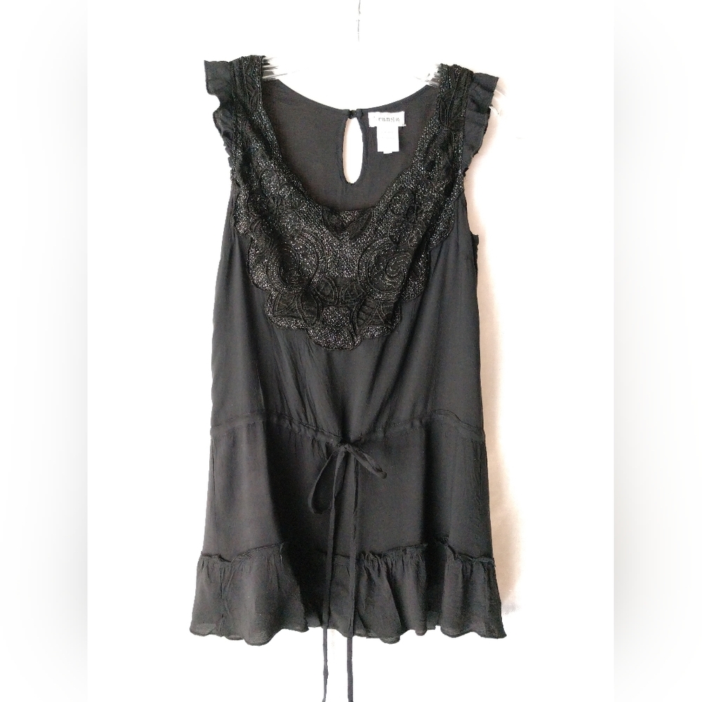 Orange Brand Black with Silver Embellished Tank Top Shirt Small Chest 30"